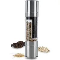 Intirilife Pfeffermühle in SILBER TRANSPARENT – 2 in 1 Grinder Handmühle aus Kunststoff und Edelstahl für die Küche perfekt geeignet zum Mahlen und Zerkleinern von Pfeffer