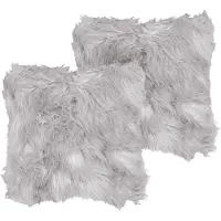 Beliani Dekokissen Felloptik hellgrau 42 x 42 cm 2er Set LUBHA