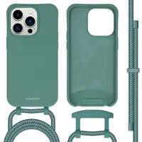 IMoshion Apple iPhone 14 Pro Hülle - Silikon - - Backcover/Hülle mit Band/Soft Case - Dunkelgrün