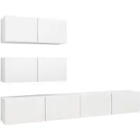 vidaXL 4-tlg. TV-Schrank-Set Weiß Holzwerkstoff