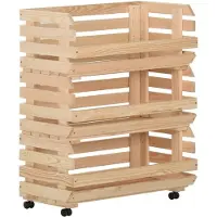 vidaXL Gemüsewagen 77x30x80 cm Massivholz Kiefer