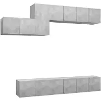 vidaXL 7-tlg. TV-Schrank-Set Betongrau Holzwerkstoff