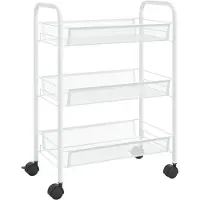 vidaXL Küchenwagen 3 Etagen Weiß 46x26x64 cm Eisen