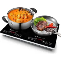 Kitchenbrothers Induktionskochfeld - 2 Brenner - Freistehend - 1500W + 2000W - Edelstahl