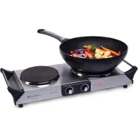 Kitchenbrothers Elektrokochfeld - 2 Brenner - 2500W - Edelstahl