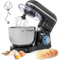 Kitchenbrothers Küchenmaschine & Küchenmixer - Inkl. Rührschüssel - 1400 W - 38,7 x 23,8 x 31,4 cm - Schwarz