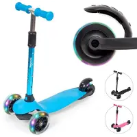 LifeGoods Kinderroller - Roller 2-5 Jahre - 3 Leuchtende LED-Räder - Höhenverstellbar - Jungen/Mädchen - Blau