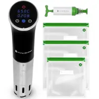 Kitchenbrothers Sous Vide Stick Set - Inkl. Zubehör - 1200 W - 11 x 7,5 x 34,7 cm - Schwarz
