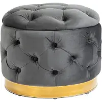 HOMCOM HOMdotCOM Vintage-Hocker mit Ablage, kohlegrau