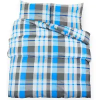 vidaXL Bettwäsche-Set Blau und Grau 240x220 cm Baumwolle