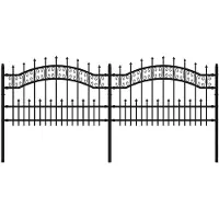 vidaXL Gartenzaun mit Speerspitze Schwarz 240 x 75 cm Pulverbeschichteter Stahl