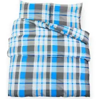 vidaXL Bettwäsche-Set Blau und Grau 135x200 cm Baumwolle