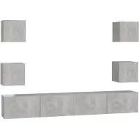 vidaXL 6-tlg. TV-Schrank-Set Betongrau Holzwerkstoff