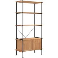 vidaXL - Lagerregal - 5-lagig - mit - Schrank - 80x40x163 - cm - Stahl - und - bearbeitetes - Holz