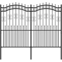 vidaXL Gartenzaun KAMPEN mit Speerspitze Schwarz 240 x 175 cm Stahl