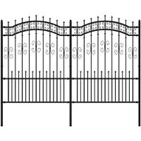 vidaXL Gartenzaun KAMPEN mit Speerspitze Schwarz 240 x 150 cm Stahl