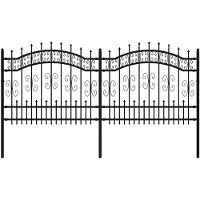 vidaXL Gartenzaun KAMPEN mit Speerspitze Schwarz 240 x 100 cm Stahl