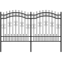 vidaXL Gartenzaun KAMPEN mit Speerspitze Schwarz 240 x 125 cm Stahl