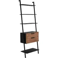 DTP Home Regal Cosmo Teak und Metall, Industrial Design mit 2 Schubladen, natur schwarz, 70x35x200 cm