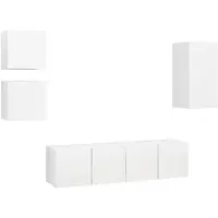 vidaXL 5-tlg. TV-Schrank-Set Weiß Holzwerkstoff