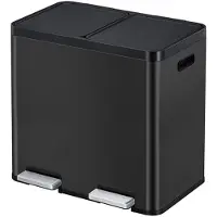EKO - Essential 1 Recycler Treteimer 22+22 Liter - Stainless Steel Plastic - Schwarz