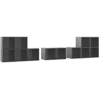 vidaXL 8-tlg. TV-Schrank-Set Hochglanz-Grau Holzwerkstoff