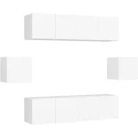 vidaXL 6-tlg. TV-Schrank-Set Weiß Holzwerkstoff