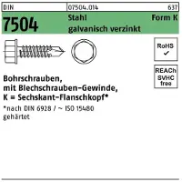 Lemvigh-Muller 6,3X60 DIN 7504-K FZB 6-kant pladeskrue med bor - (250 stk.)