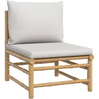 vidaXL Garten-Mittelsofa mit Hellgrauen Kissen Bambus