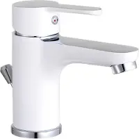 Eisl DIZIANI Waschtischarmatur mit Zugstange, Wasserhahn Bad mit Ablaufgarnitur Waschbecken, Weiß/Chrom