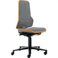 BIMOS Arbeitsdrehstuhl Neon Rollen Supertec-Gewebe grau orange 450-620 mm