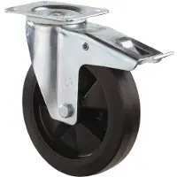 BS Rollen Lenkrolle Rad-Ø 160 mm Tragfähigkeit 250 kg mit Totalfeststeller Vollgummi 138x109mm