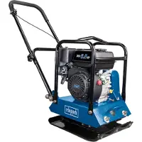 Scheppach Rüttelplatte HP1200S | 6,5 PS Benzinmotor | 15 kN Verdichtungsdruck | 450 x 350 mm Plattengröße | inkl. Fahrvorrichtung und Gummimatte