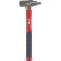 Milwaukee Fiberglas Schlosserhammer, Stiel mit Softgripummantelung, hoher Anwenderkomfort, DIN 1041