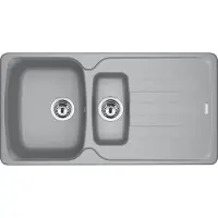 Franke Spüle ANTEA AZG 651-97 in STEINGRAU mit Excenterbedienung Drehknopf Chrom / Ausschnittmaß 950 x 480 mm R27 / Granitspüle