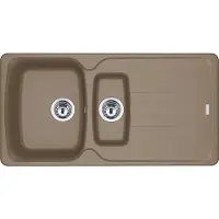 Franke Spüle ANTEA AZG 651-97 in CASHMERE mit Excenterbedienung Drehknopf Chrom / Ausschnittmaß 950 x 480 mm R27 / Granitspüle