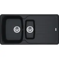 Franke Spüle ANTEA AZG 651-97 in ONYX mit Excenterbedienung Drehknopf Chrom / Ausschnittmaß 950 x 480 mm R27 / Granitspüle