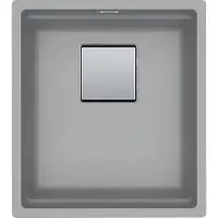 Franke KUBUS 2, KNG 110-37, 410x460mm, Siebkorb als Druckknopfventil, mit verdecktem Über- und Ablauf, mit Ablaufgarnitur, Steingrau