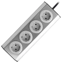 ORNO Möbel-, Küchensteckdose mit Klettverschluss 4x2P + Z Schuko, INOX mit 1,5 m Kabel.