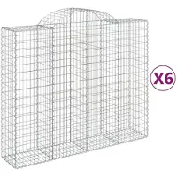 vidaXL Gabionen mit Hochbogen 6 Stk. 200x50x160/180cm Verzinktes Eisen