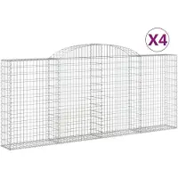 vidaXL Gabionen mit Hochbogen 4 Stk. 300x30x120/140cm Verzinktes Eisen