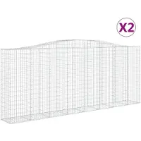 vidaXL Gabionen mit Hochbogen 2 Stk. 400x50x160/180cm Verzinktes Eisen