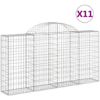 vidaXL Gabionen mit Hochbogen 11Stk. 200x30x100/120cm Verzinktes Eisen
