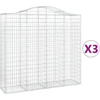 vidaXL Gabionen mit Hochbogen 3 Stk. 200x50x180/200cm Verzinktes Eisen