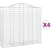 vidaXL Gabionen mit Hochbogen 4 Stk. 200x50x180/200cm Verzinktes Eisen