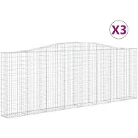 vidaXL Gabionen mit Hochbogen 3 Stk. 400x30x140/160cm Verzinktes Eisen