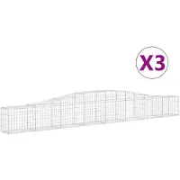 vidaXL Gabionen mit Hochbogen 3 Stk. 400x30x40/60 cm Verzinktes Eisen