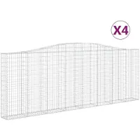 vidaXL Gabionen mit Hochbogen 4 Stk. 400x30x140/160cm Verzinktes Eisen