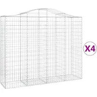 vidaXL Gabionen mit Hochbogen 4 Stk. 200x50x160/180cm Verzinktes Eisen