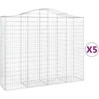 vidaXL Gabionen mit Hochbogen 5 Stk. 200x50x160/180cm Verzinktes Eisen